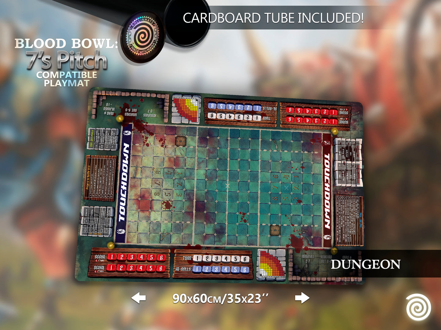 Blood Bowl Sevens compatible Gamemat - (7's pitch)