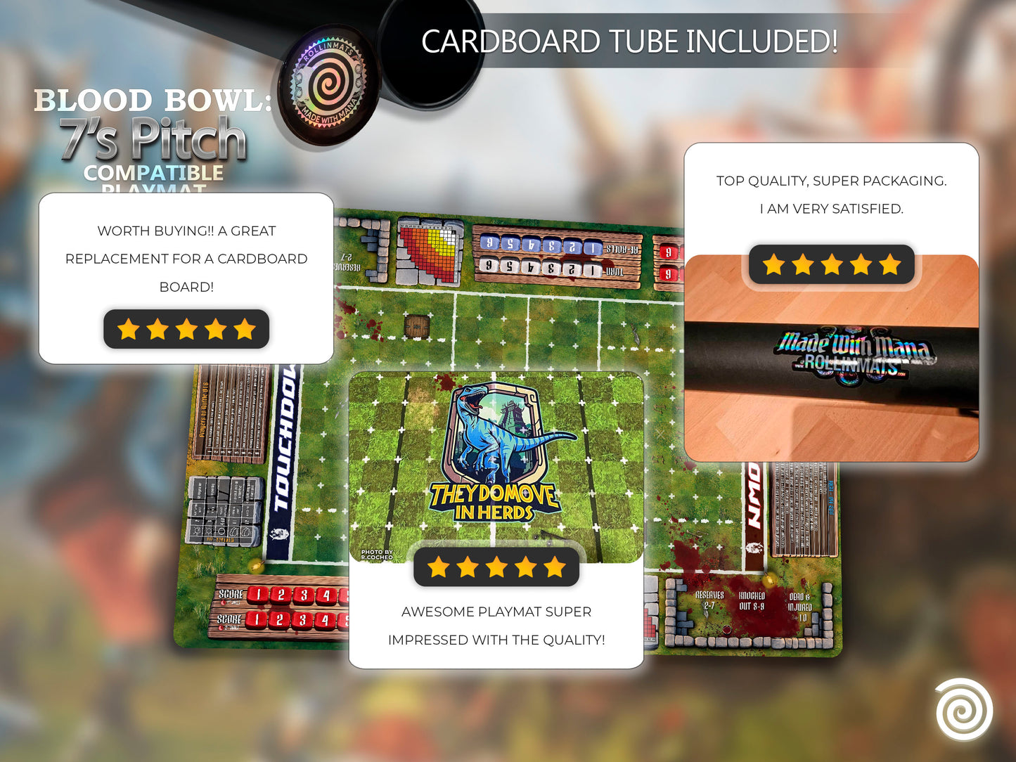 Blood Bowl Sevens compatible Gamemat - (7's pitch)
