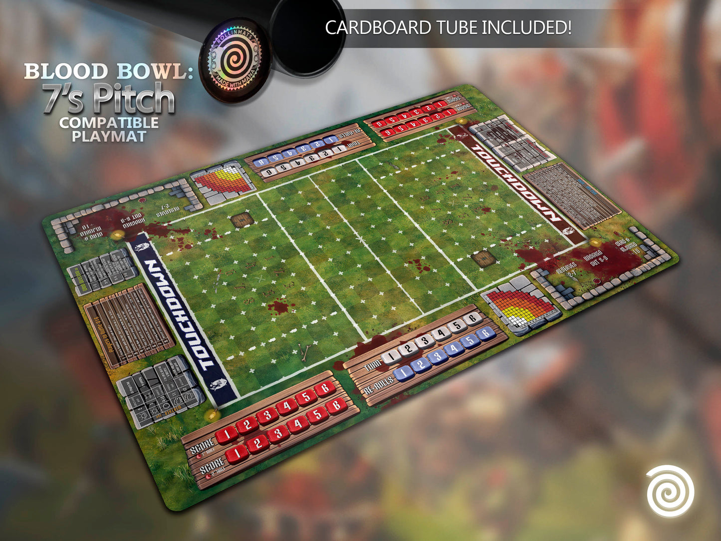 Blood Bowl Sevens compatible Gamemat - (7's pitch)