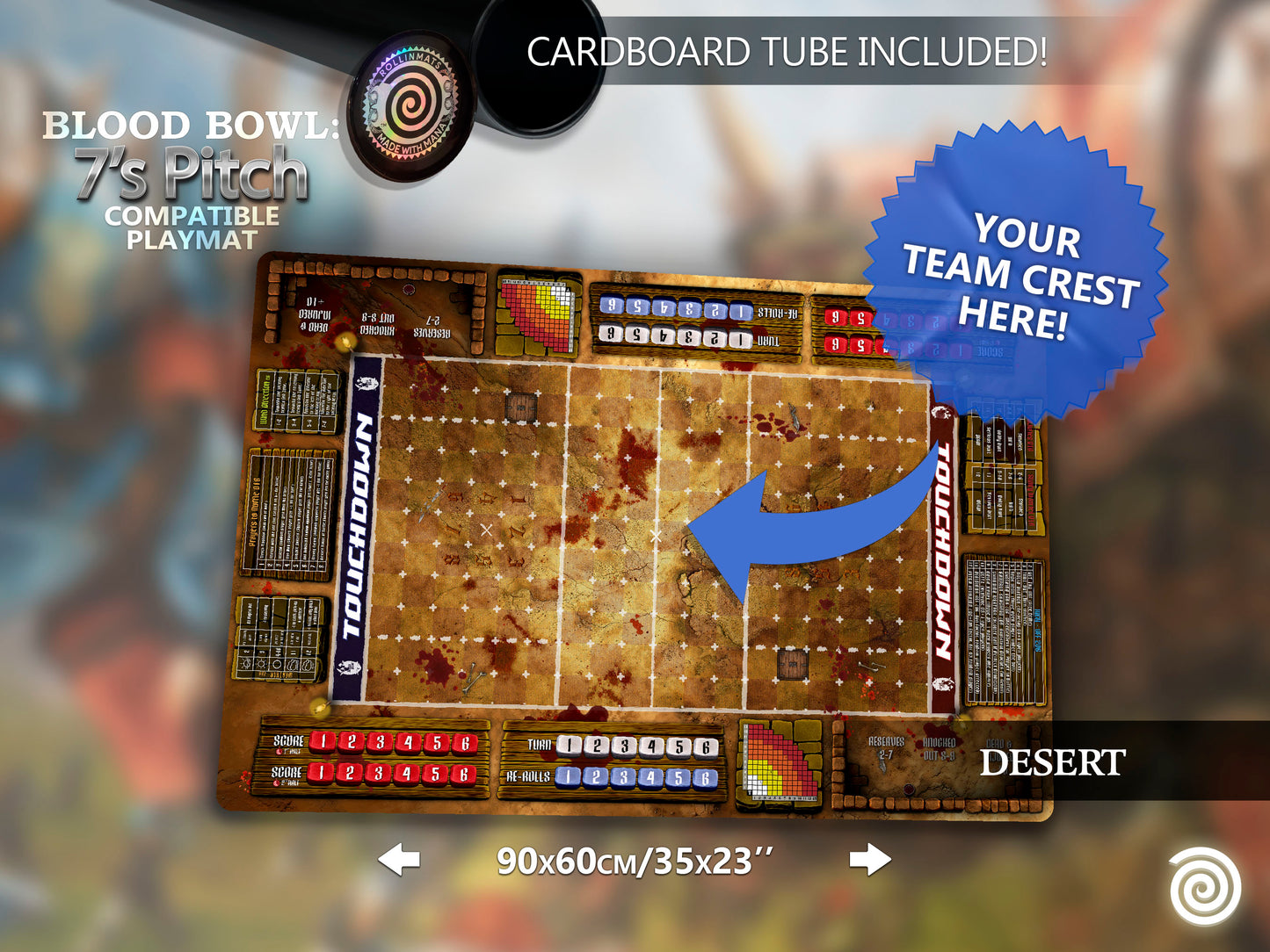 Blood Bowl Sevens compatible Gamemat - (7's pitch)