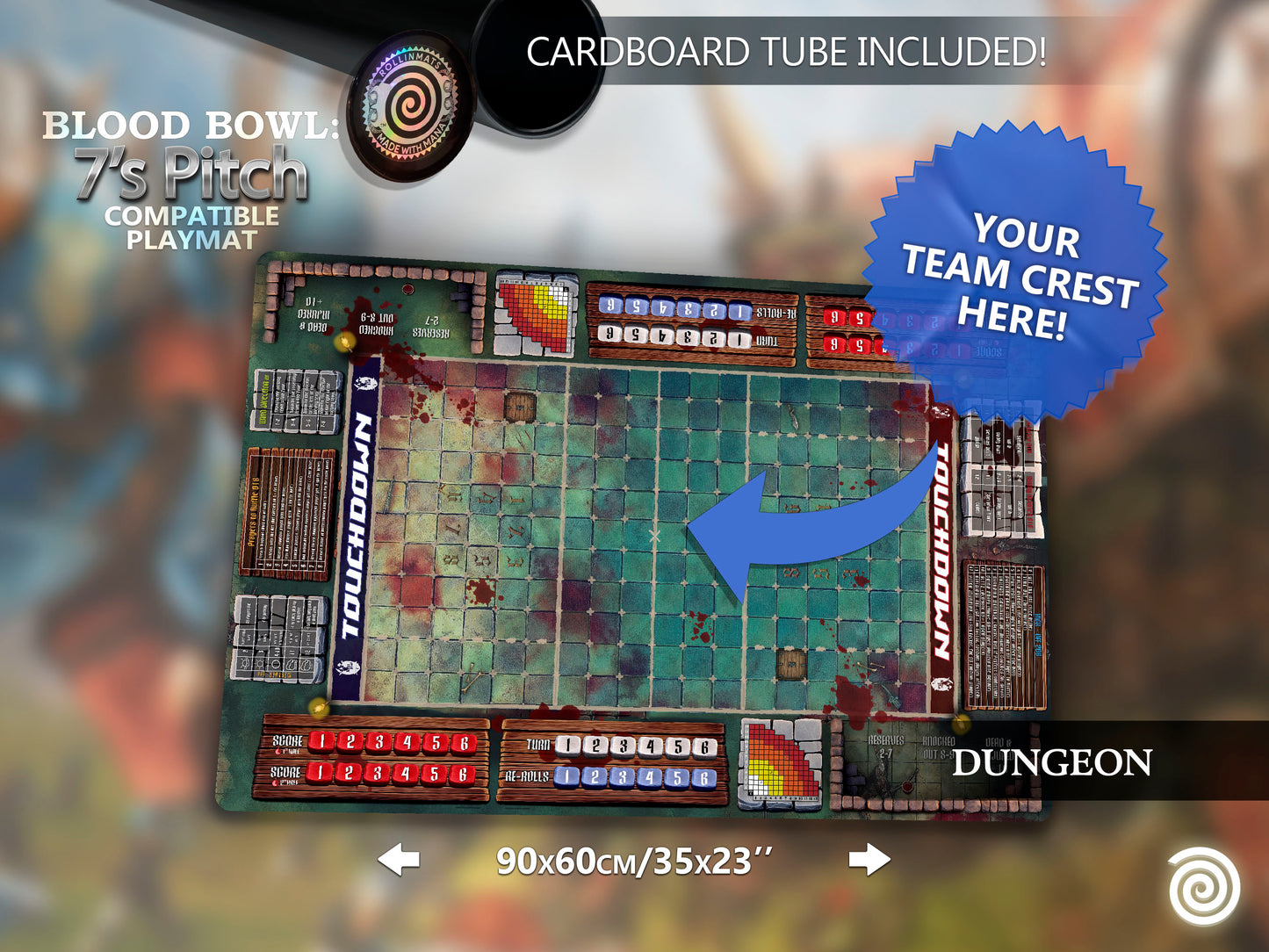 Blood Bowl Sevens compatible Gamemat - (7's pitch)