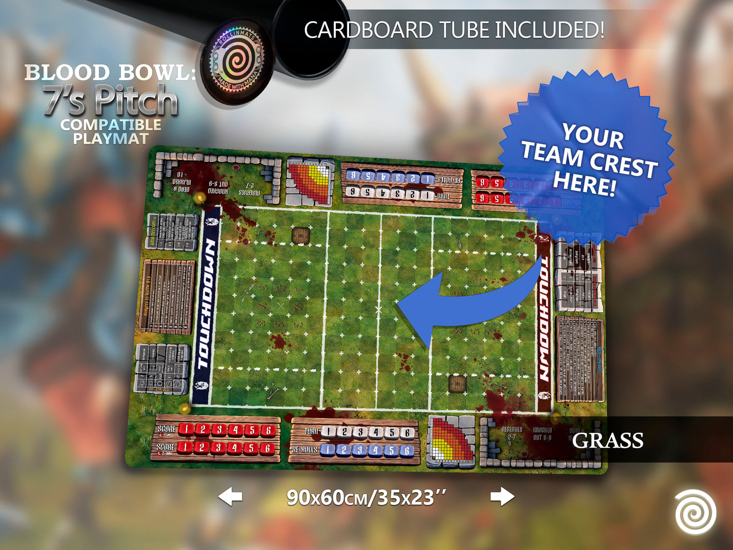 Blood Bowl Sevens compatible Gamemat - (7's pitch)