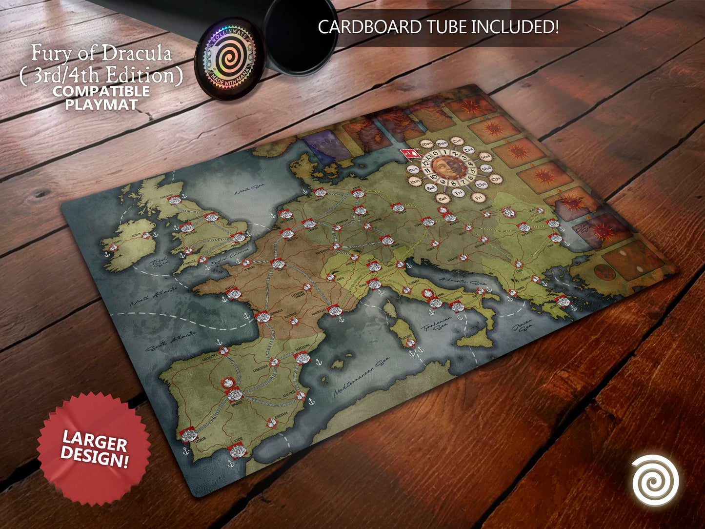 Deluxe Playmat Fury of Dracula 3 rd/ 4th Compatible Gamemat