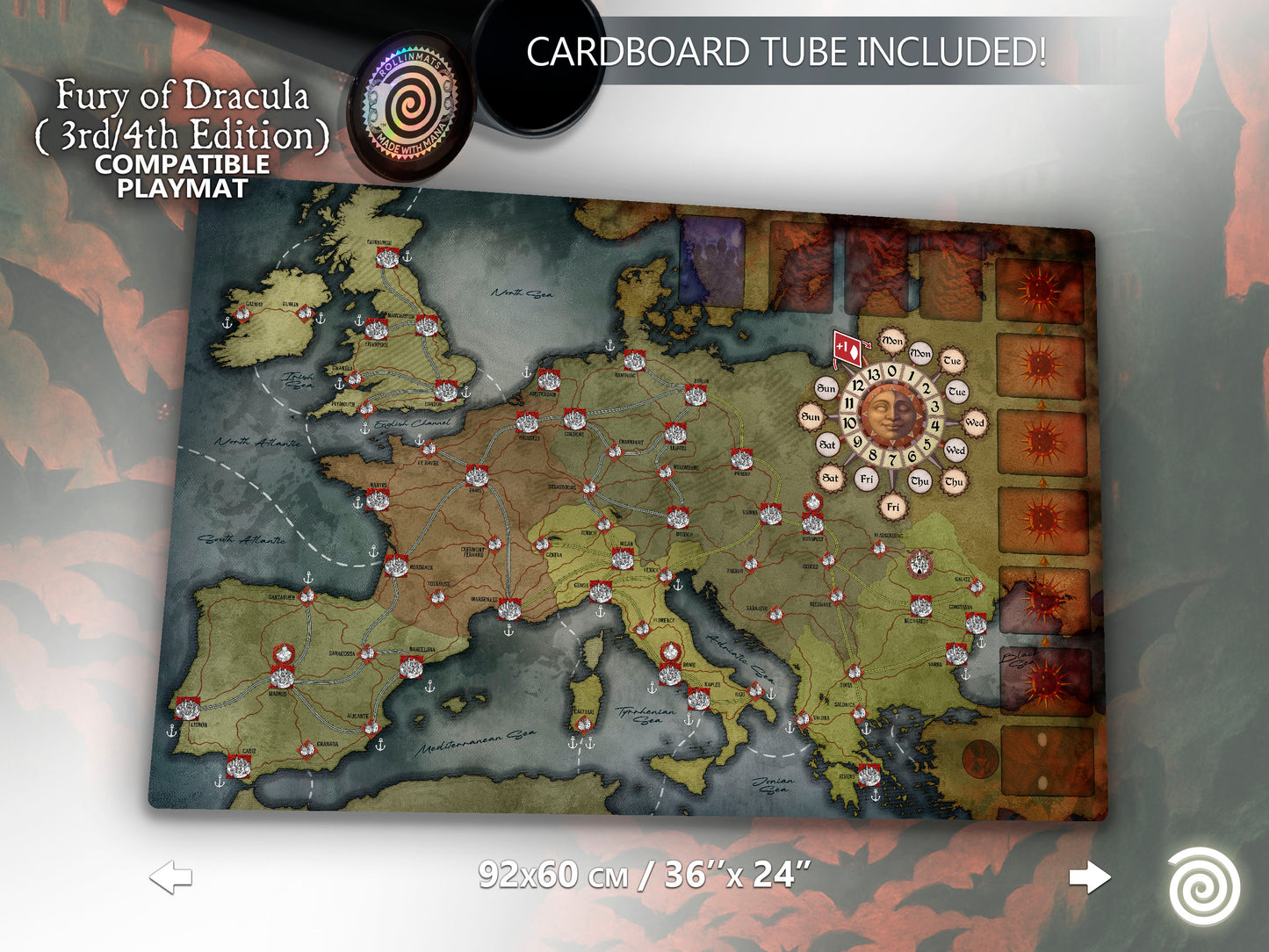 Deluxe Playmat Fury of Dracula 3 rd/ 4th Compatible Gamemat