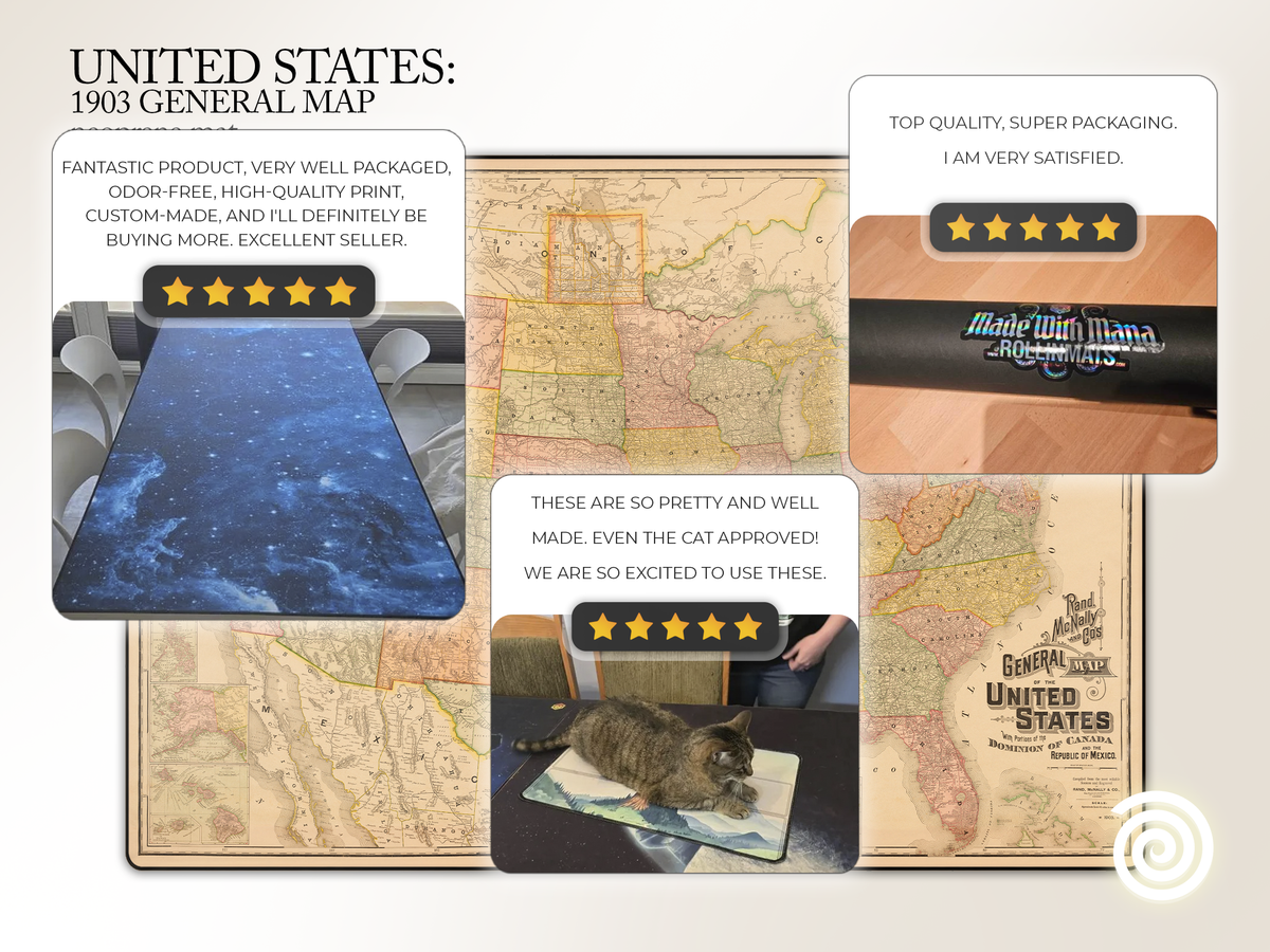 Vintage Map: United States 1903 GENERAL MAP Neoprene mat