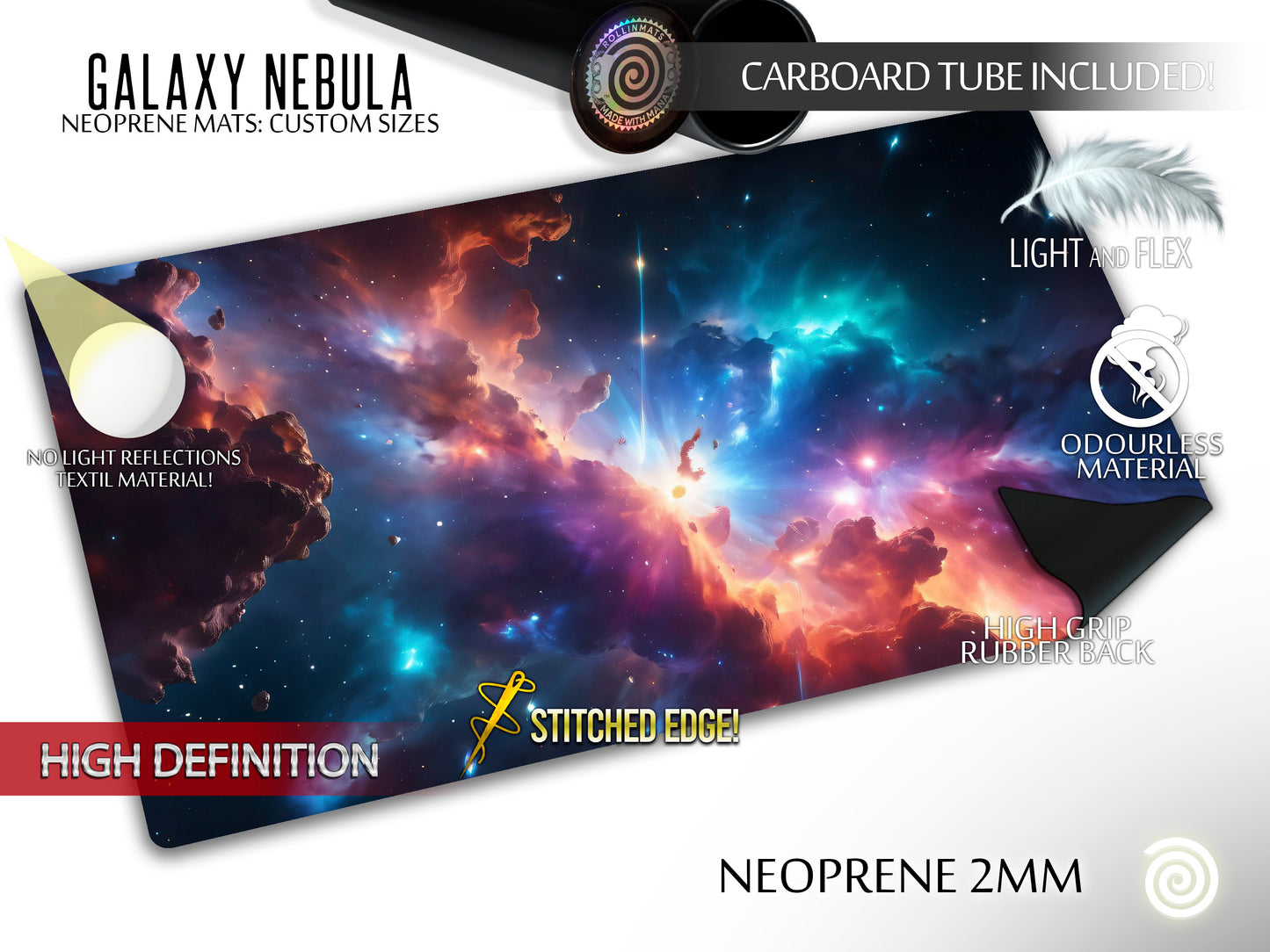 Galaxy Nebulas Neoprene mats Custom Sizes