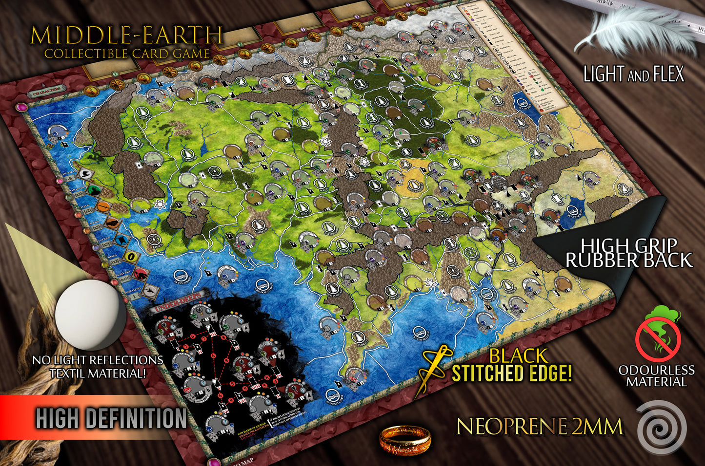 MECCG compatible Gamemat - Middle - Earth Collectible Card Game ( 1995)