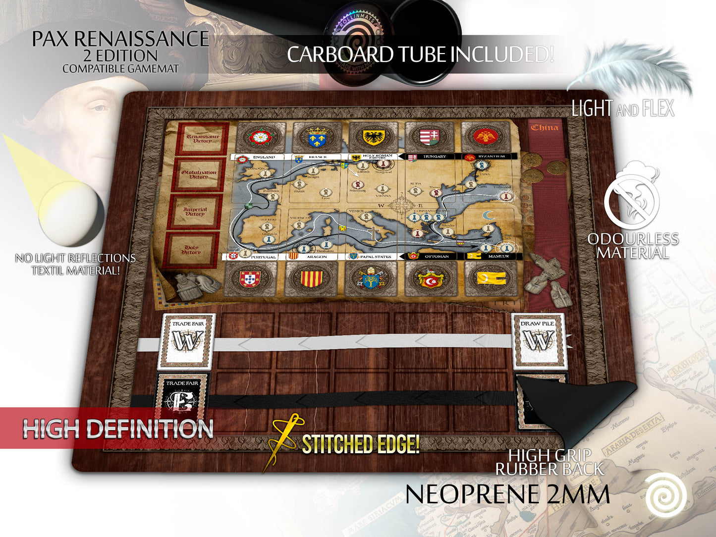 Pax Renaissance 2nd Edition Compatible Gamemat