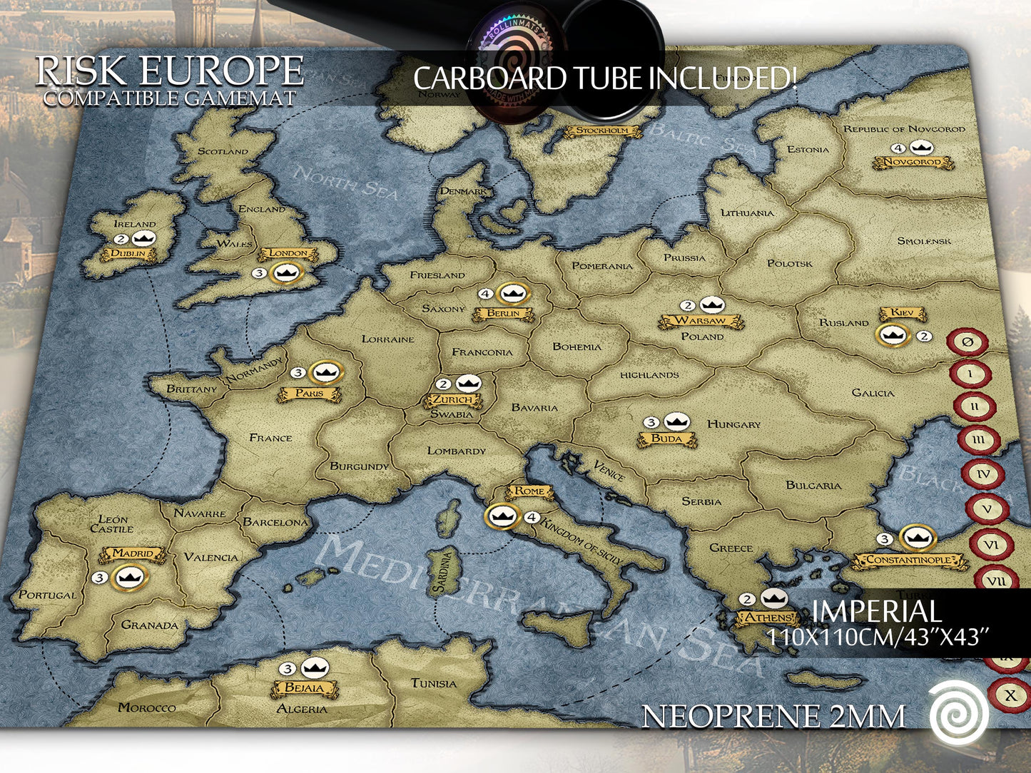 Risk Europe Compatible Playmat