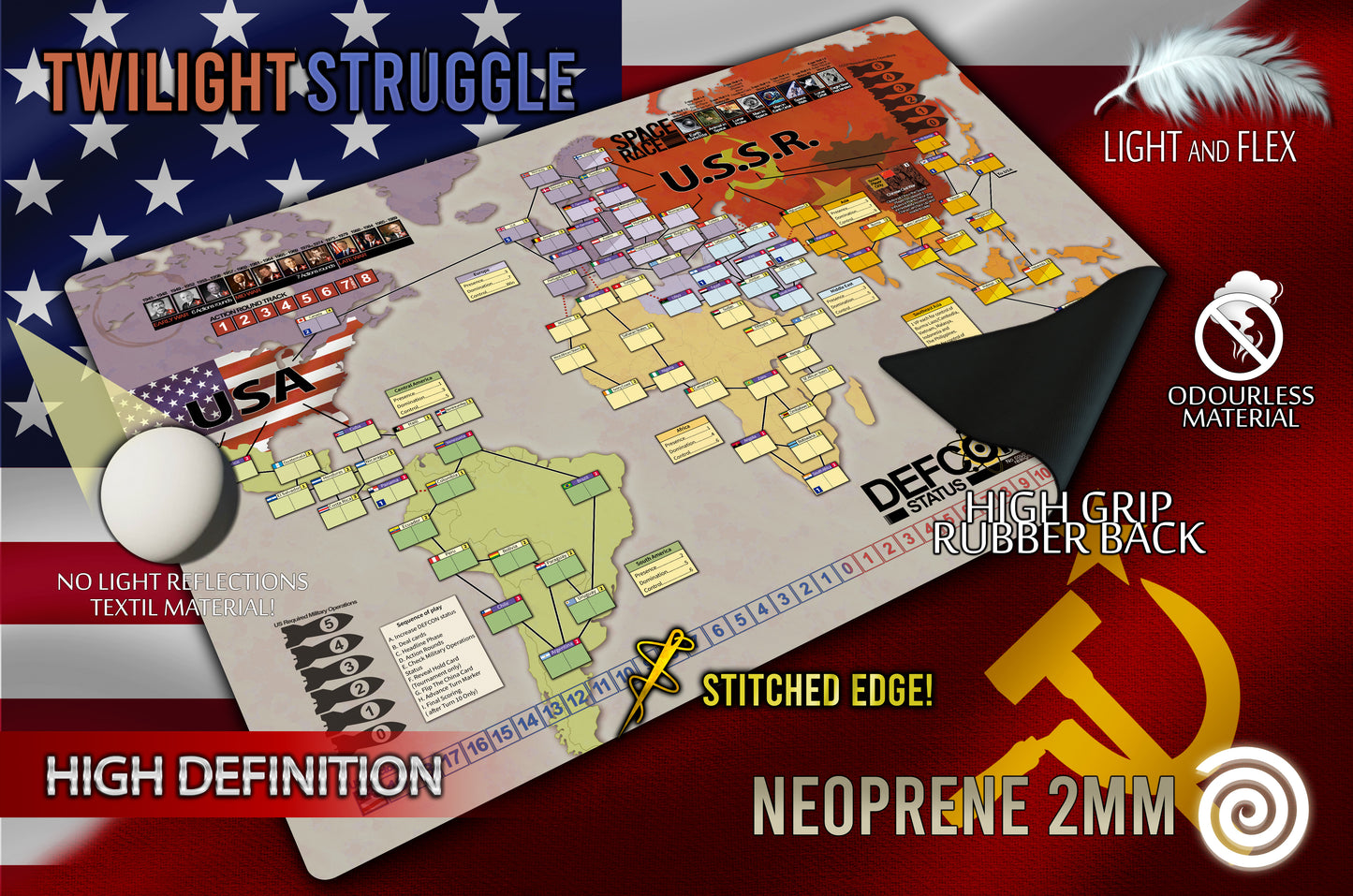 Twilight Struggle compatible Gamemat