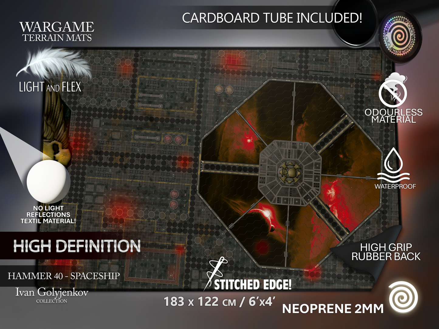 WARGAME TERRAIN MAT - HAMMER 40 SPACESHIP