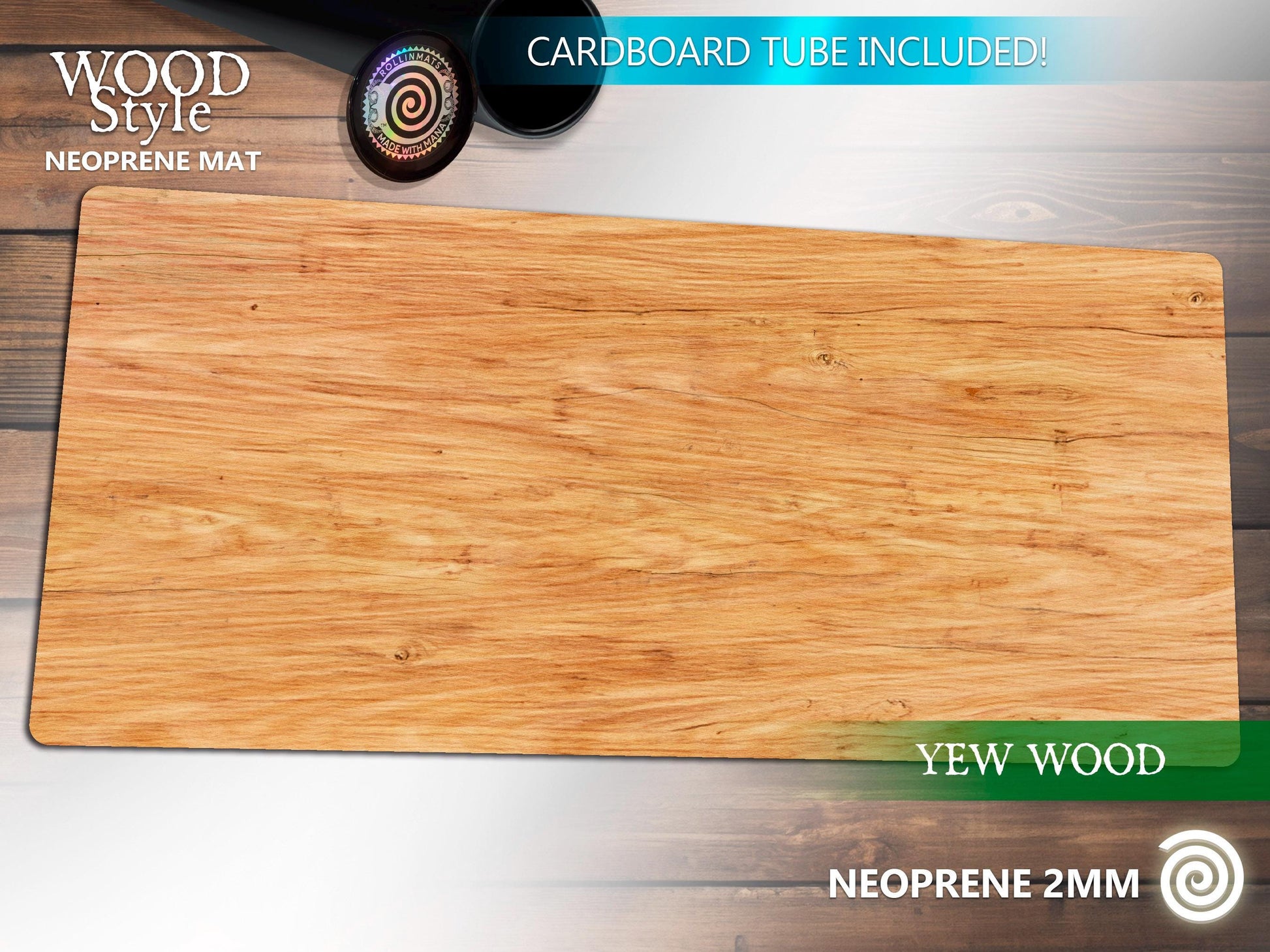 Neoprene Mat Wood Style ( Custom Logo/ Size) Playmat and Desk Set Up