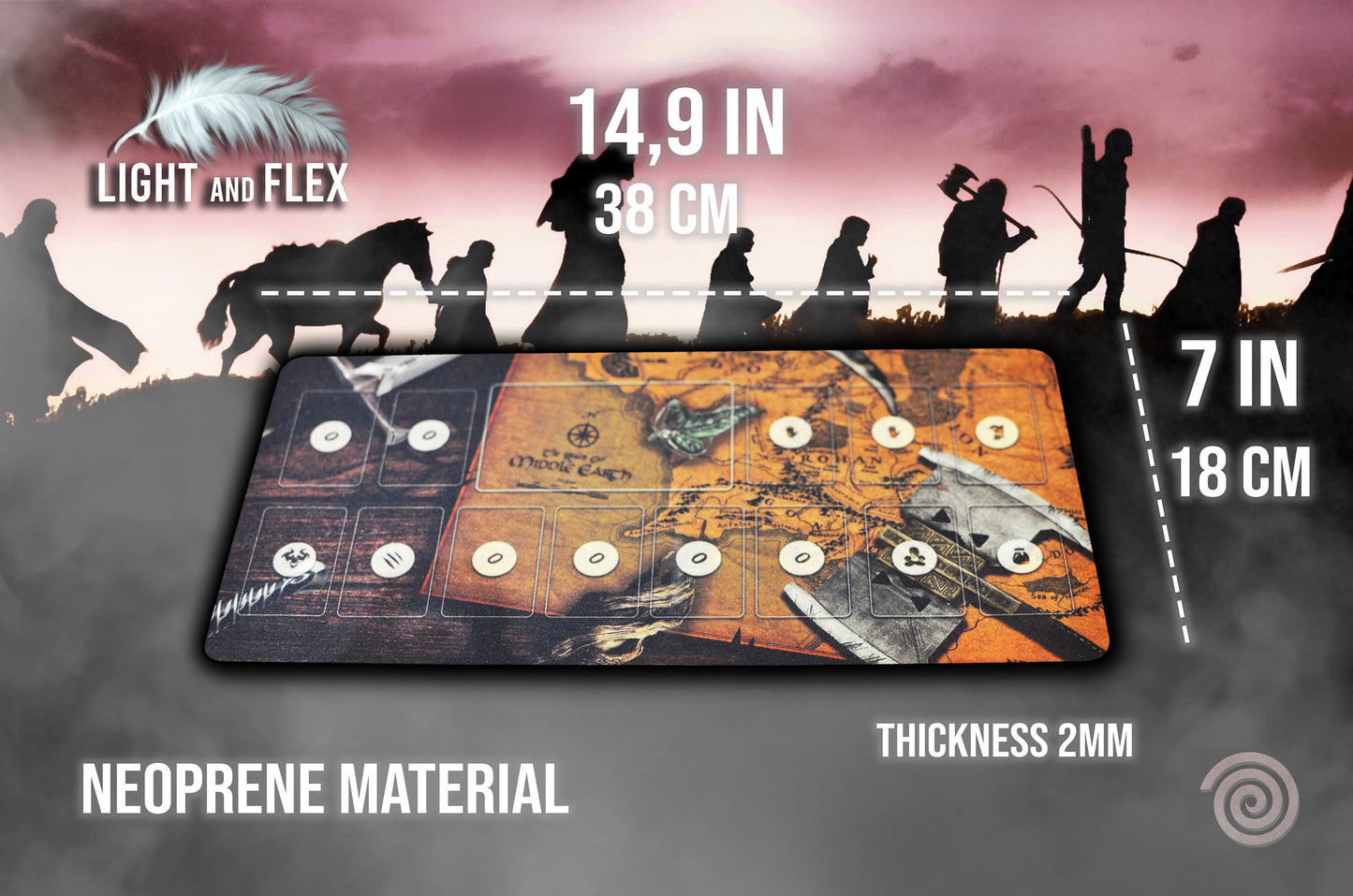 Tapete para El Señor de los Anillos : Viajes por la Tierra Media ( 38x18 cm) (14,9 x 7 IN) UNOFFICIAL PRODUCT