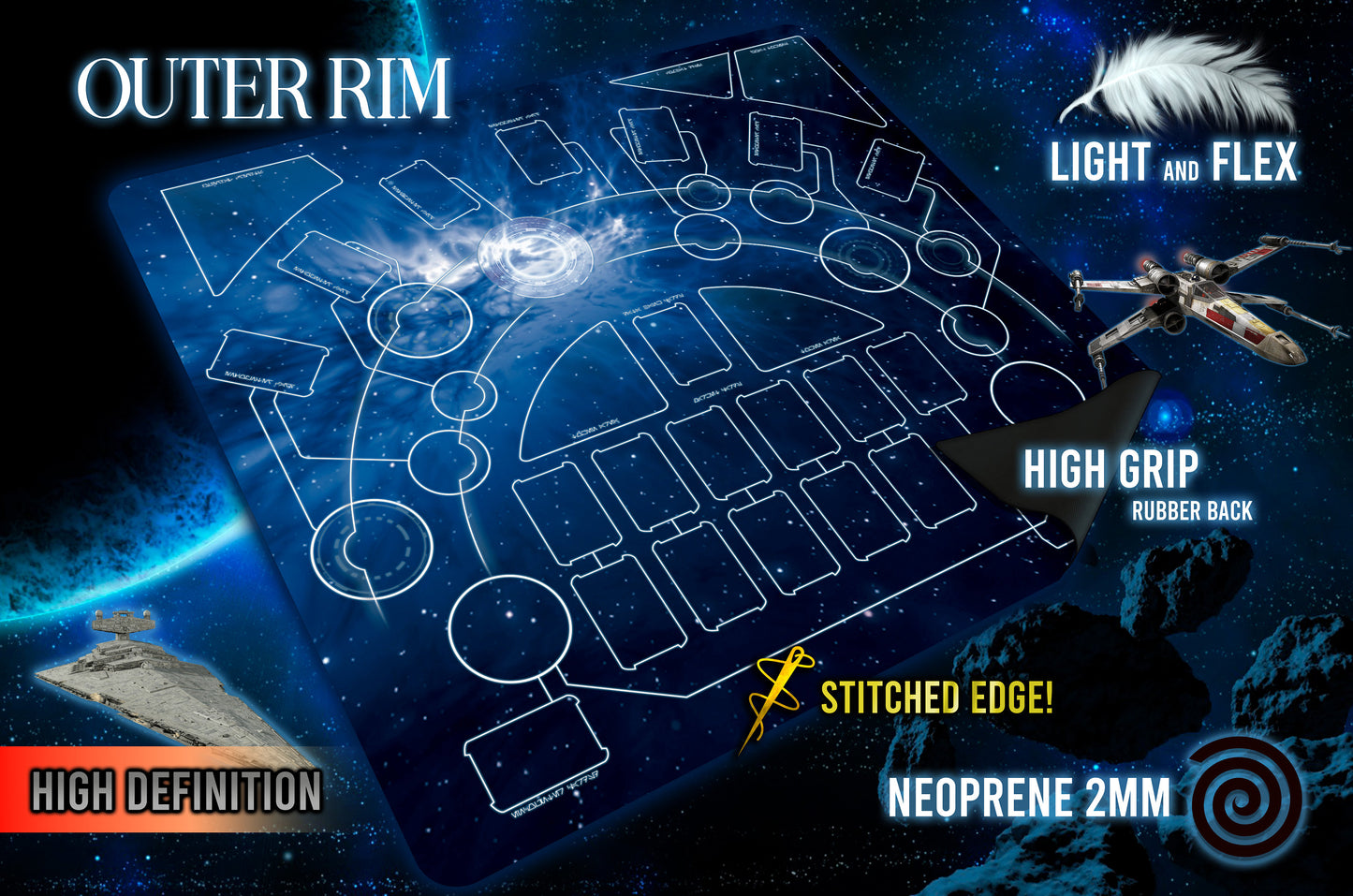 OUTER RIM Star Wars Mat (Compatible with "Unfinished Business expansion") ( 83 x 90 cm / 32 x 35 in )
