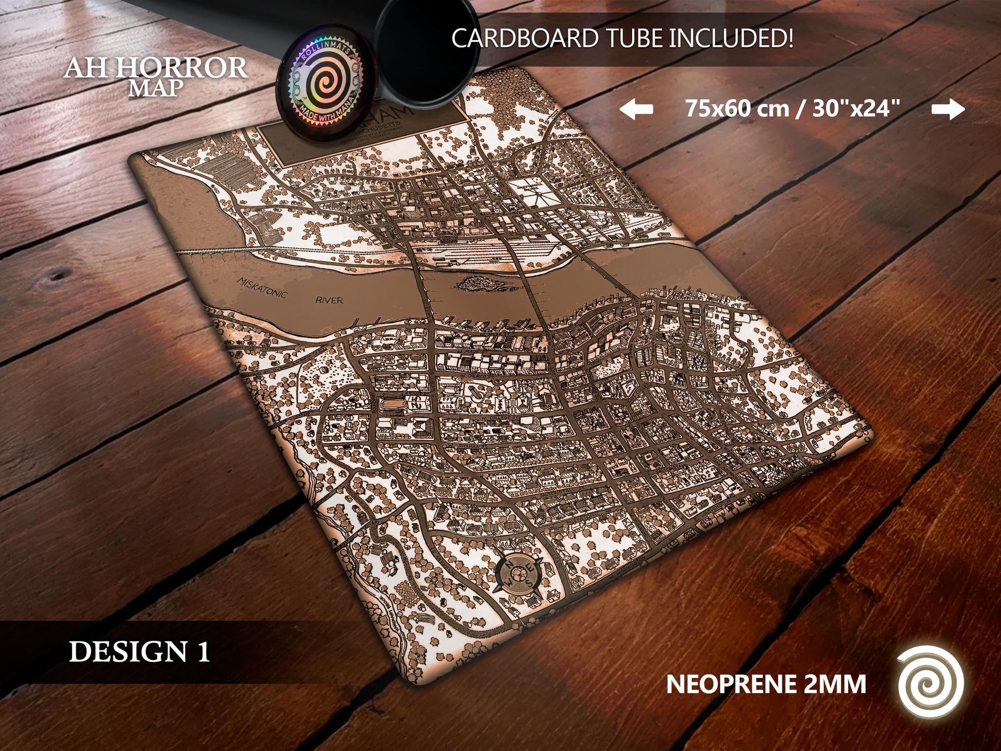 Arkham Map Playmat for Lovecraftian Lovers/ Board Games (Arkham Horr Rollinmats Arkham Map Playmat for Lovecraftian Lovers/ Board Games (Arkham Horr Rollinmats