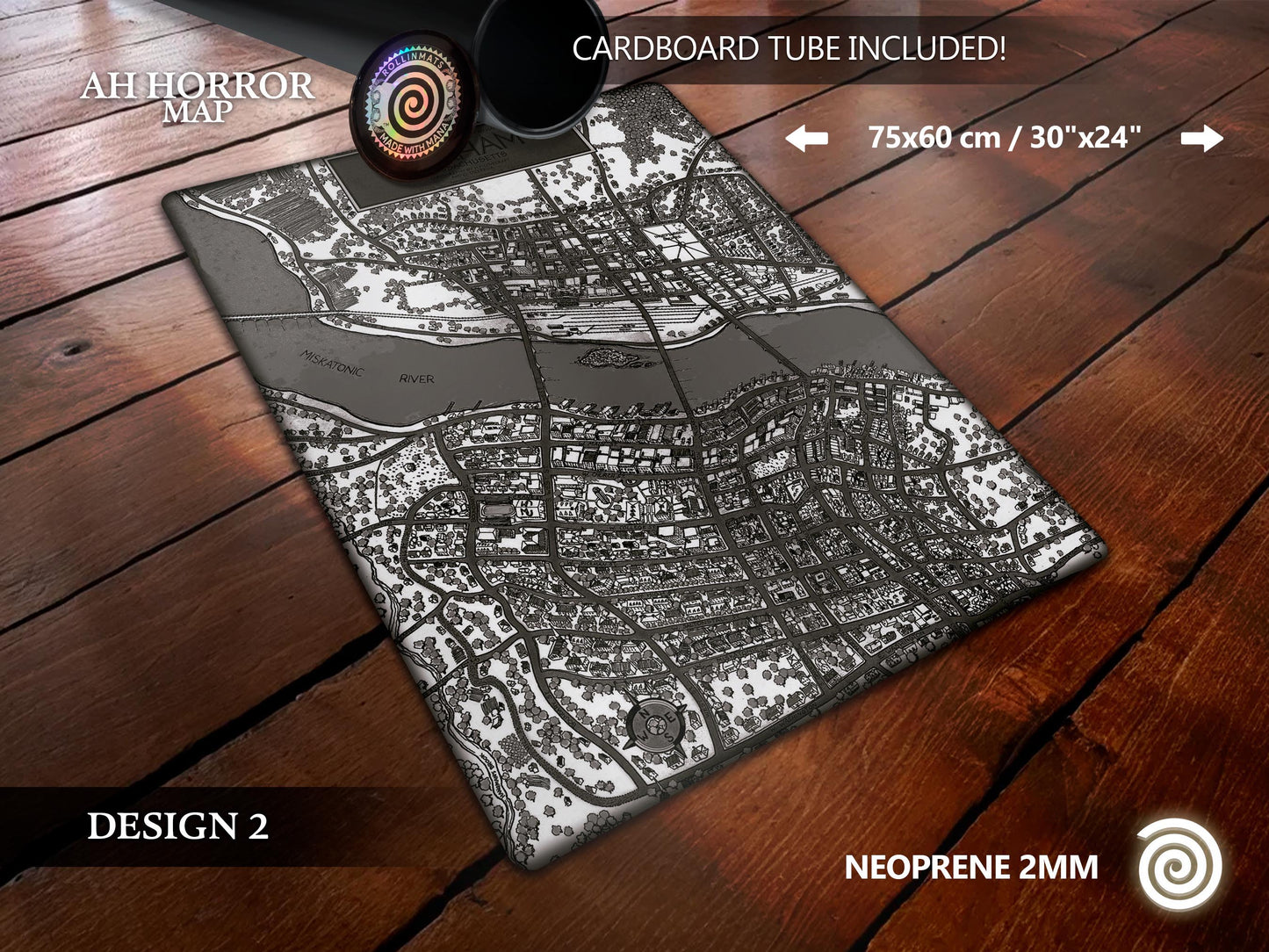 Arkham Map Playmat – for Lovecraftian Lovers/ Board Games (Arkham Horror, LCG, Mansions of Madness, Call of Cthulhu, Cthulhu: Death May Die)