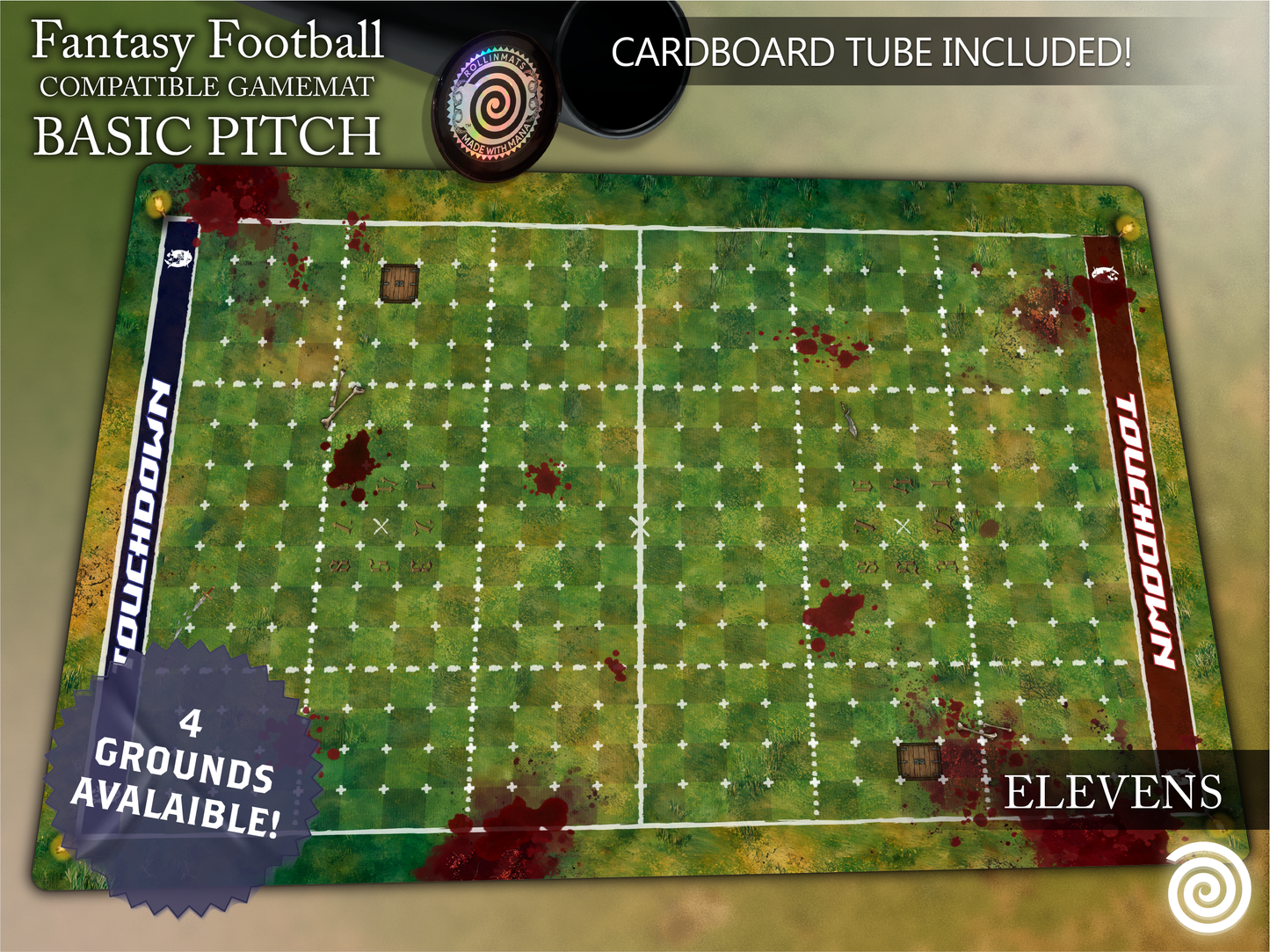Fantasy Football BB 3rd Season compatible Gamemats (Pack Basic pitch + Dugouts)
