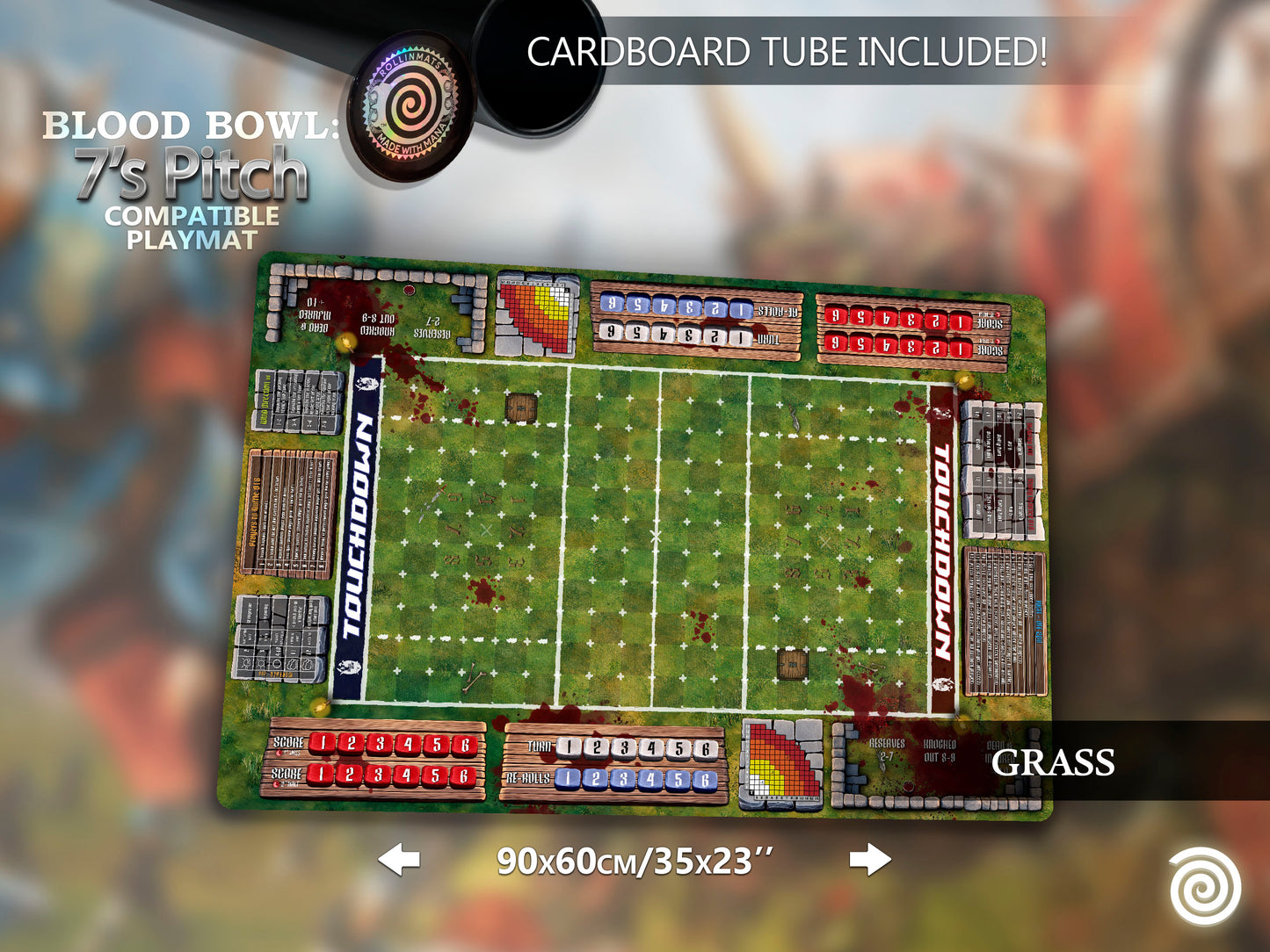 Blood Bowl Sevens compatible Gamemat - (7's pitch)