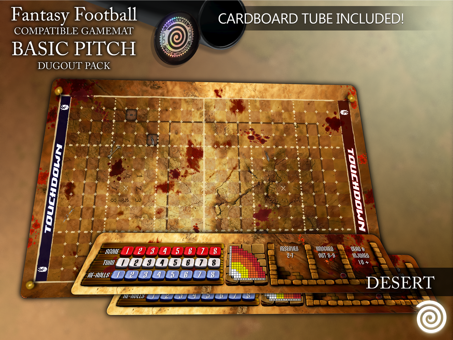 Fantasy Football BB 3rd Season compatible Gamemats (Pack Basic pitch + Dugouts)