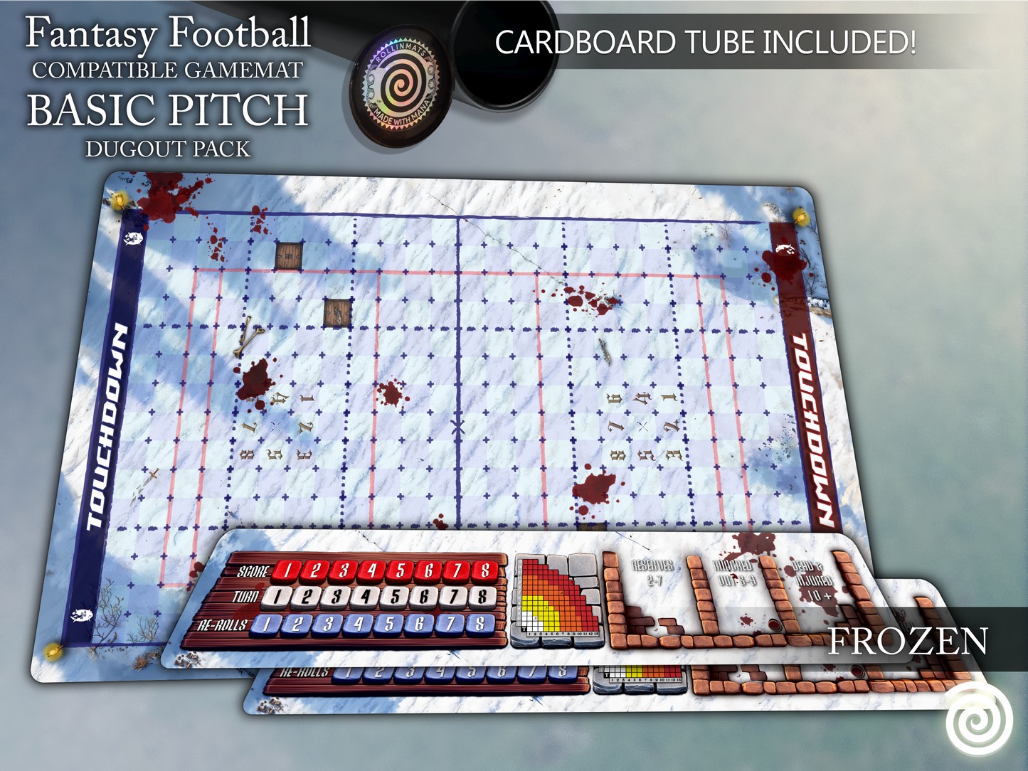 Fantasy Football BB 3rd Season compatible Gamemats (Pack Basic pitch + Dugouts)