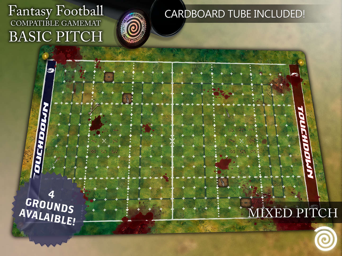 Fantasy Football BB 3rd Season compatible Gamemats (Pack Basic pitch + Dugouts)