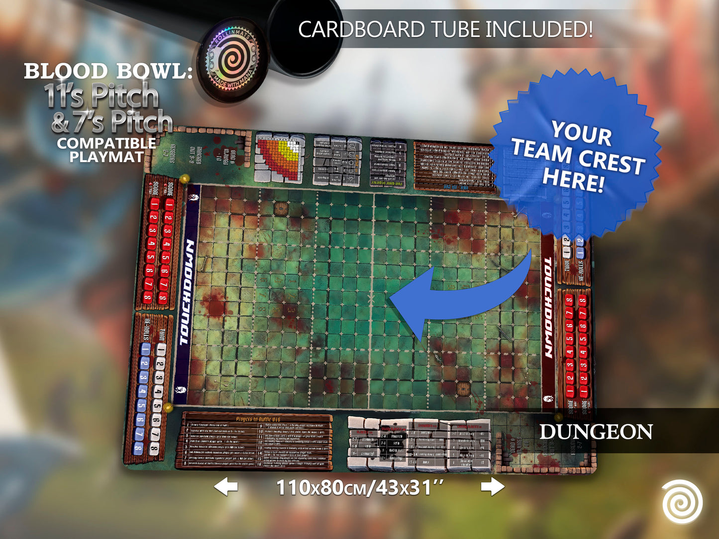 Blood Bowl compatible Gamemats (Mixed pitch 11's and 7's )