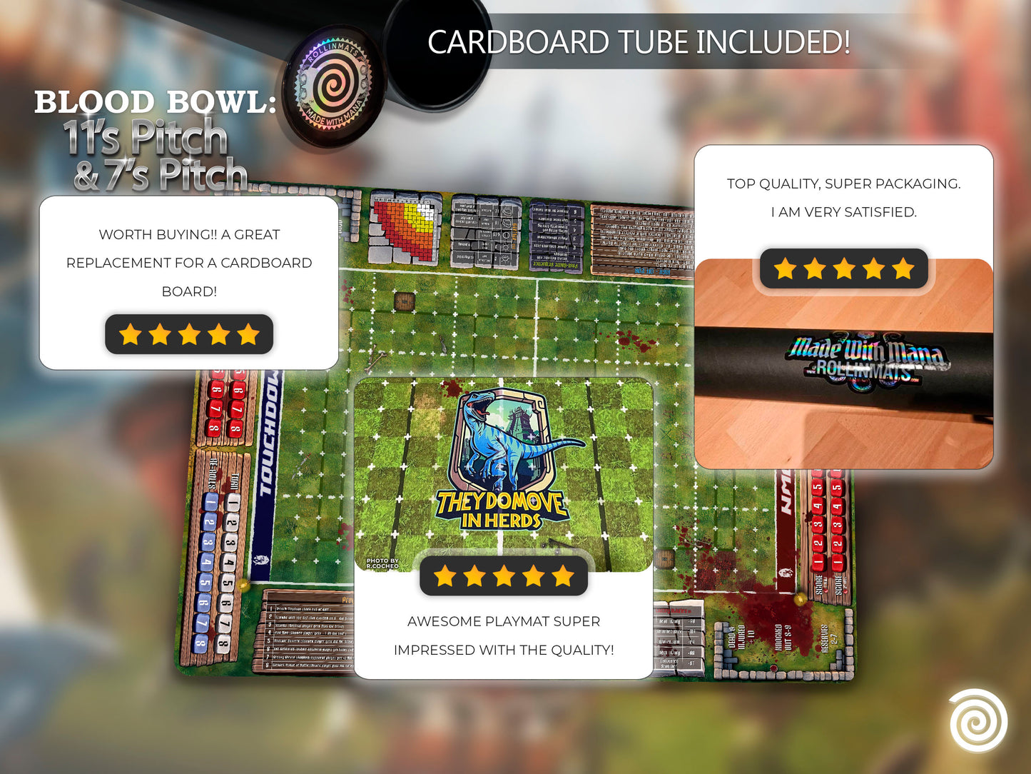 Blood Bowl compatible Gamemats (Mixed pitch 11's and 7's )