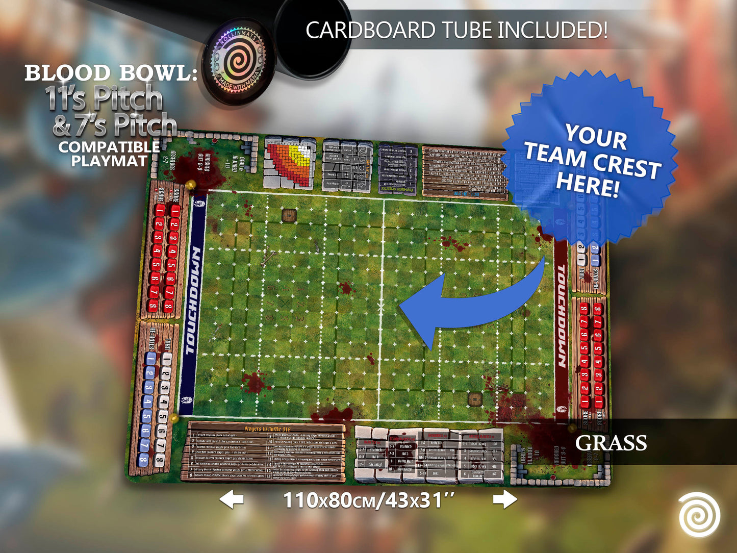 Blood Bowl compatible Gamemats (Mixed pitch 11's and 7's )