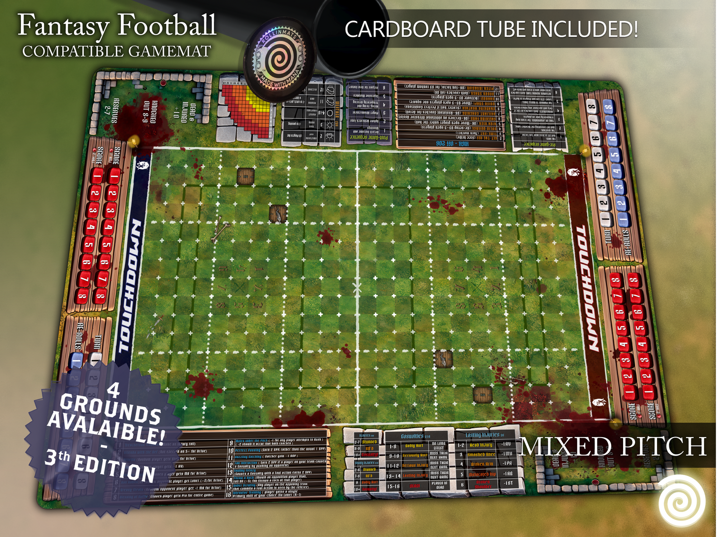 Fantasy Football BB 3rd Season compatible Gamemats (Elevens and mixed  pitch)