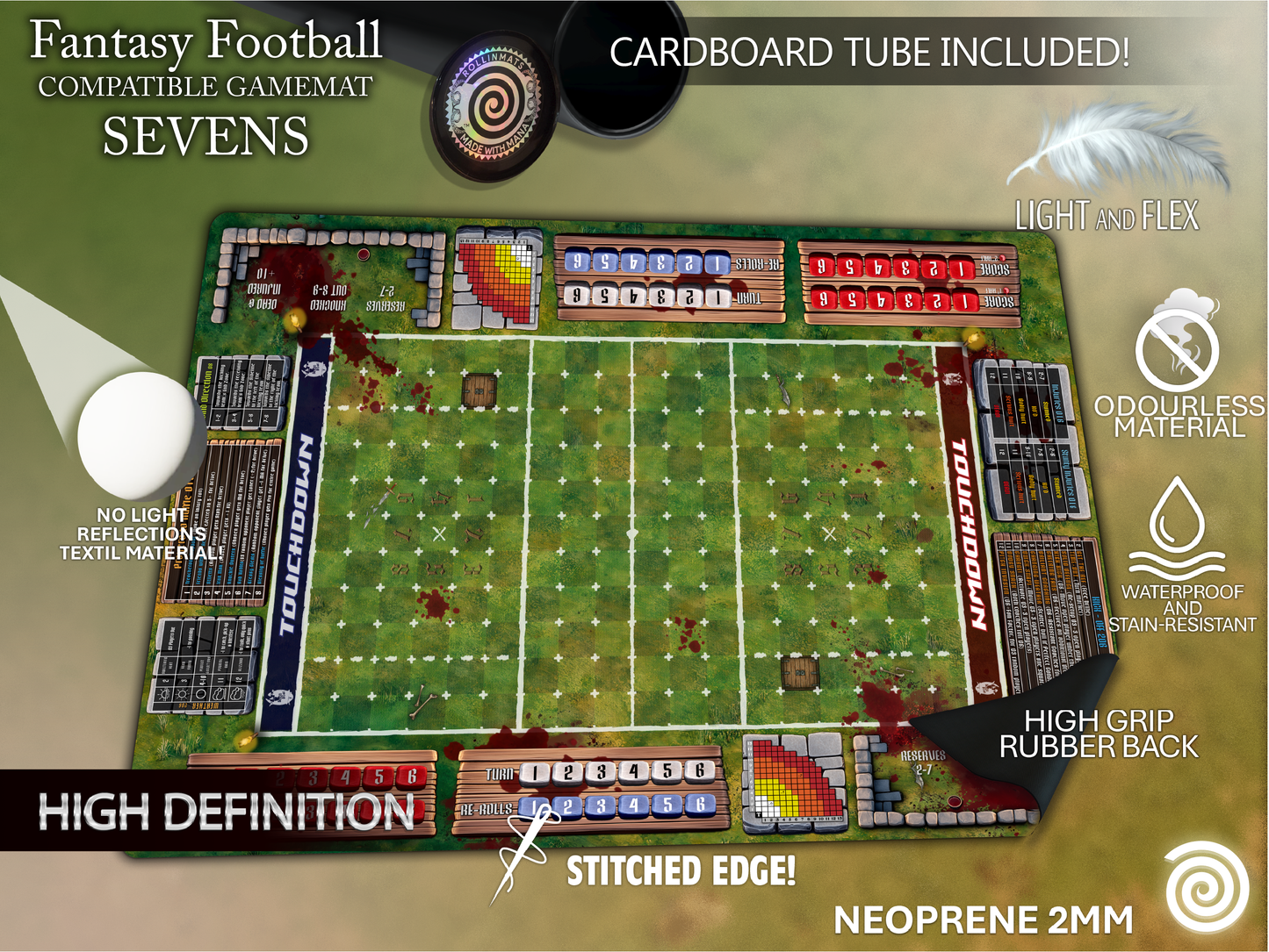 Fantasy Football BB 3rd Season compatible Gamemats (Sevens pitch)