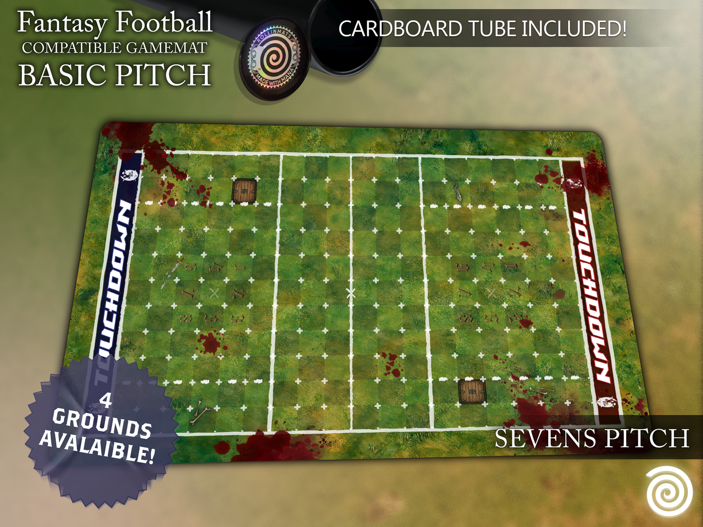 Fantasy Football BB 3rd Season compatible Gamemats (Pack Basic pitch + Dugouts)