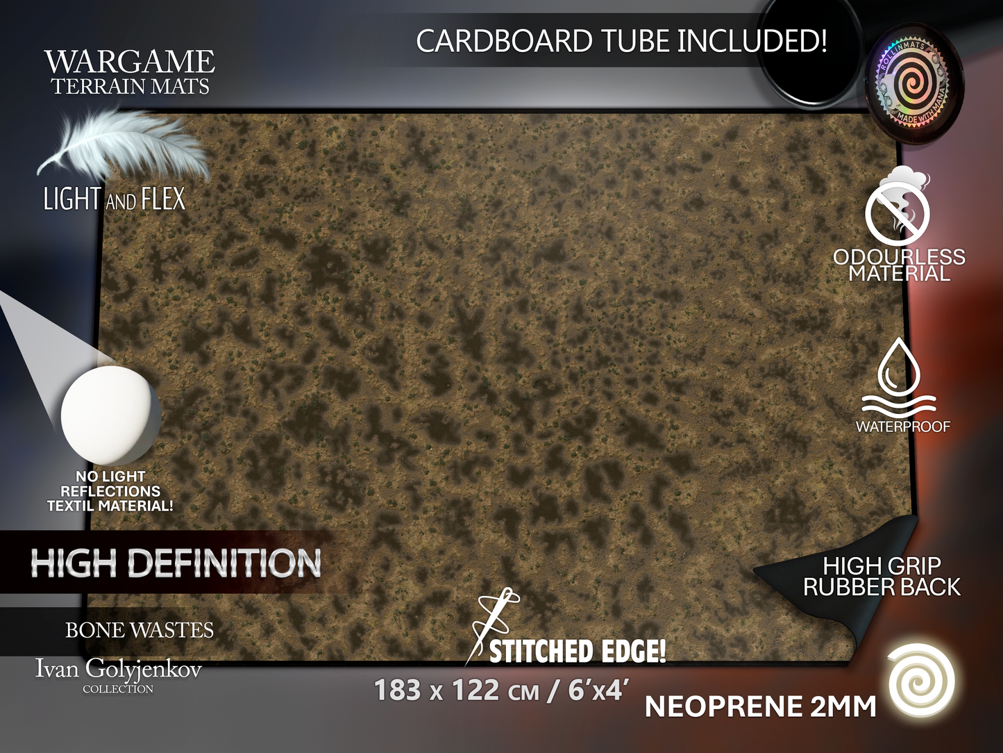 WARGAME TERRAIN MAT - BONE WASTES