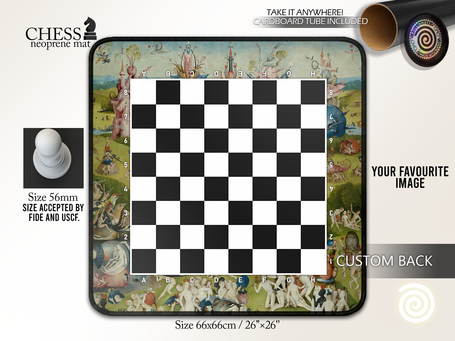 Chess Neoprene mat ( Stitched Edges) Premium Quality