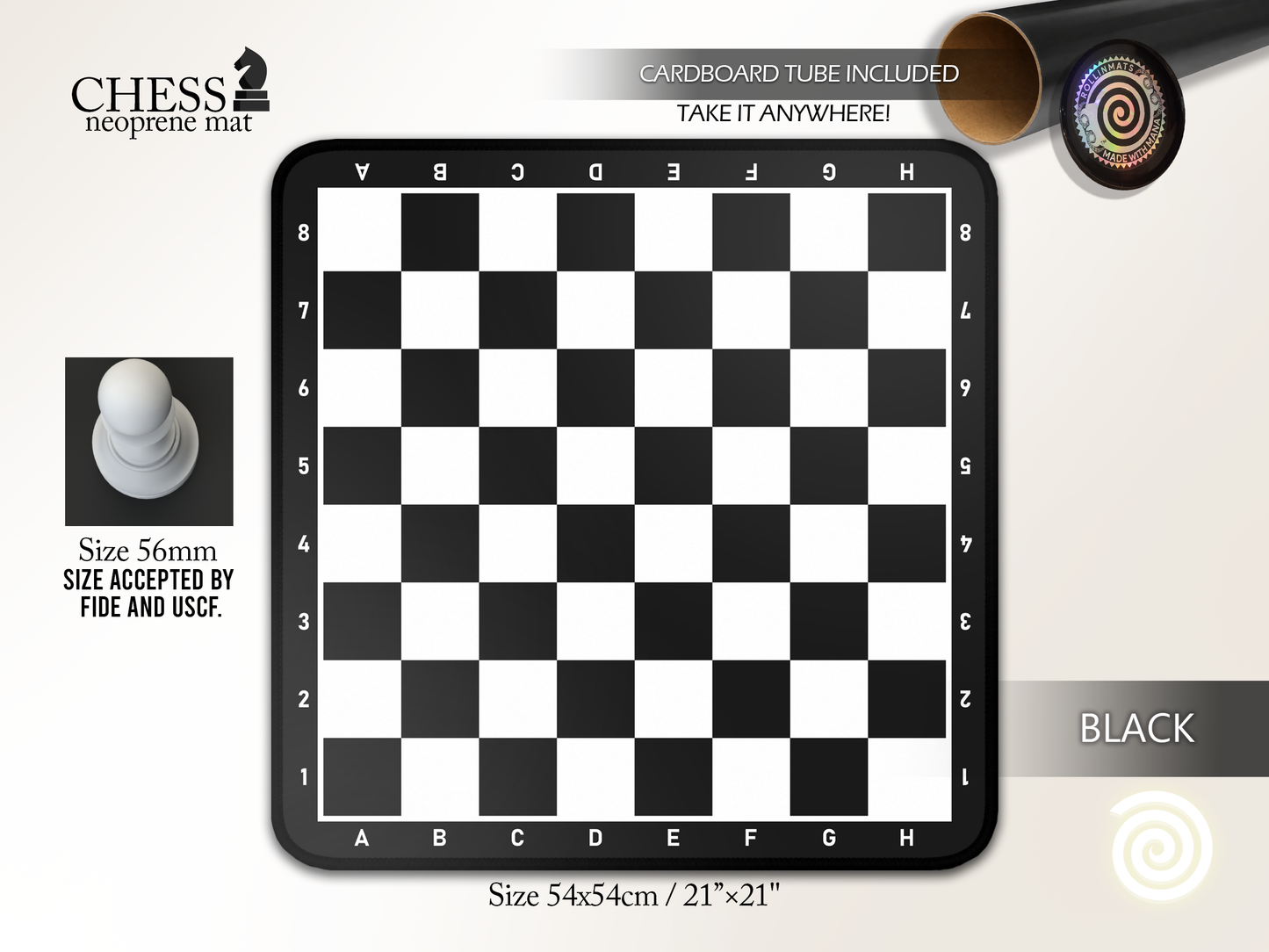 Chess Neoprene mat ( Stitched Edges) Premium Quality