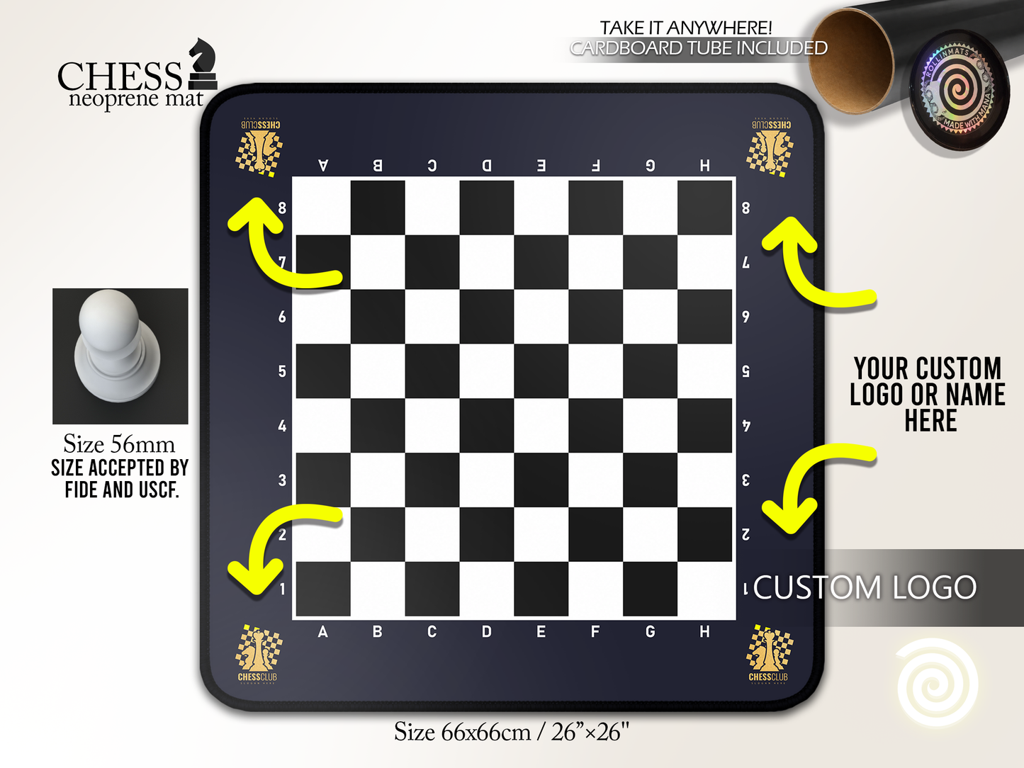 Chess Neoprene mat ( Stitched Edges) Premium Quality