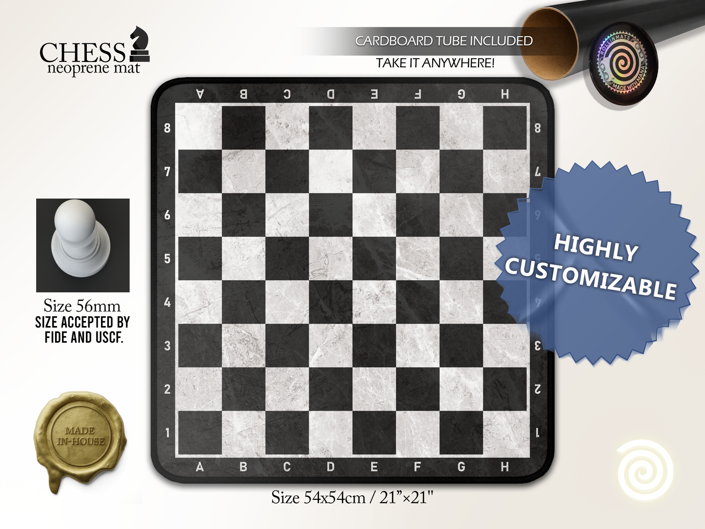 Chess Neoprene mat ( Stitched Edges) Premium Quality