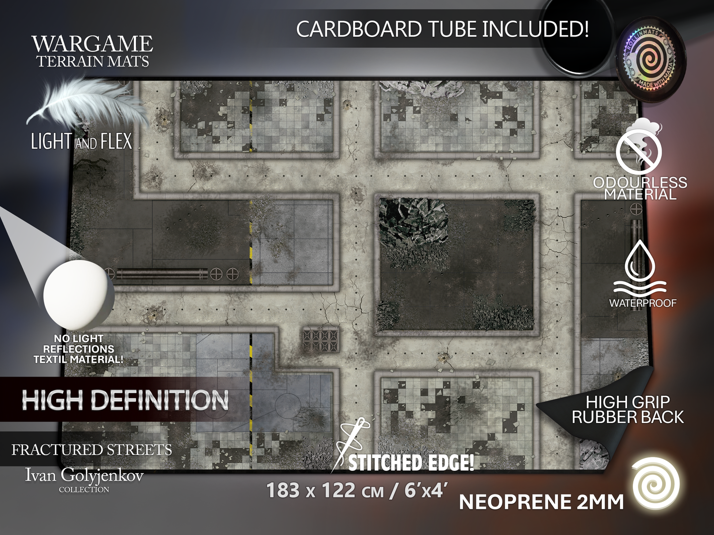 WARGAME TERRAIN MAT - FRACTURED STREETS