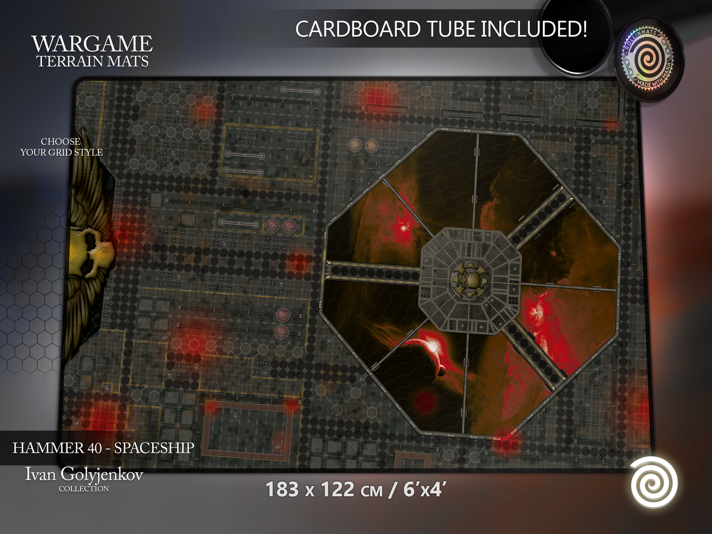 WARGAME TERRAIN MAT - HAMMER 40 SPACESHIP