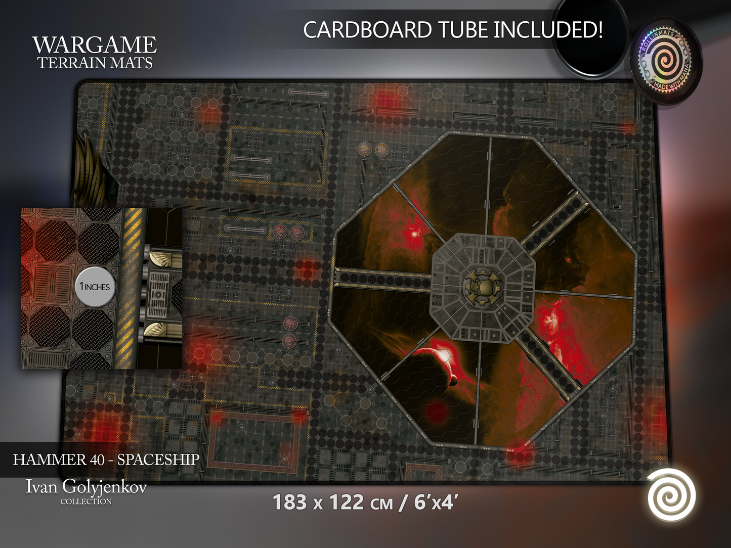 WARGAME TERRAIN MAT - HAMMER 40 SPACESHIP