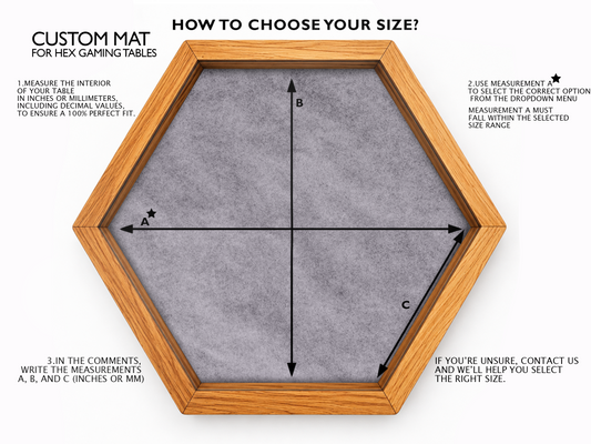 Custom hexagonal mat fitted to a gaming table