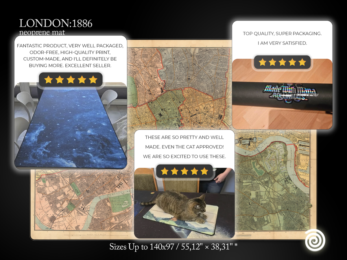 London 1886 Vintage map Neoprene mat Oversizes and Custom Cut available