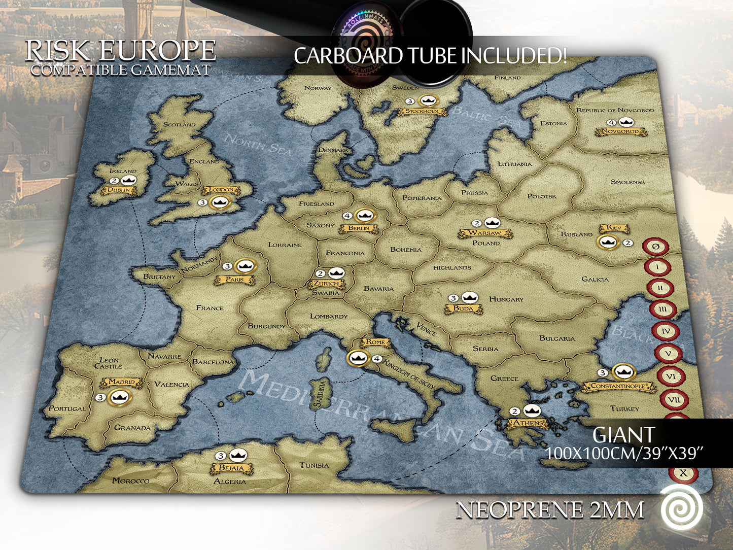Risk Europe Compatible Playmat