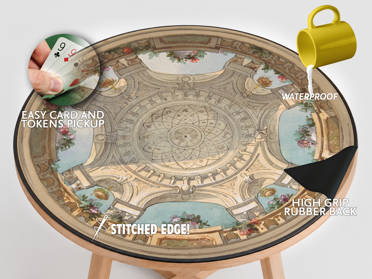 Custom round neoprene playmat print detail
