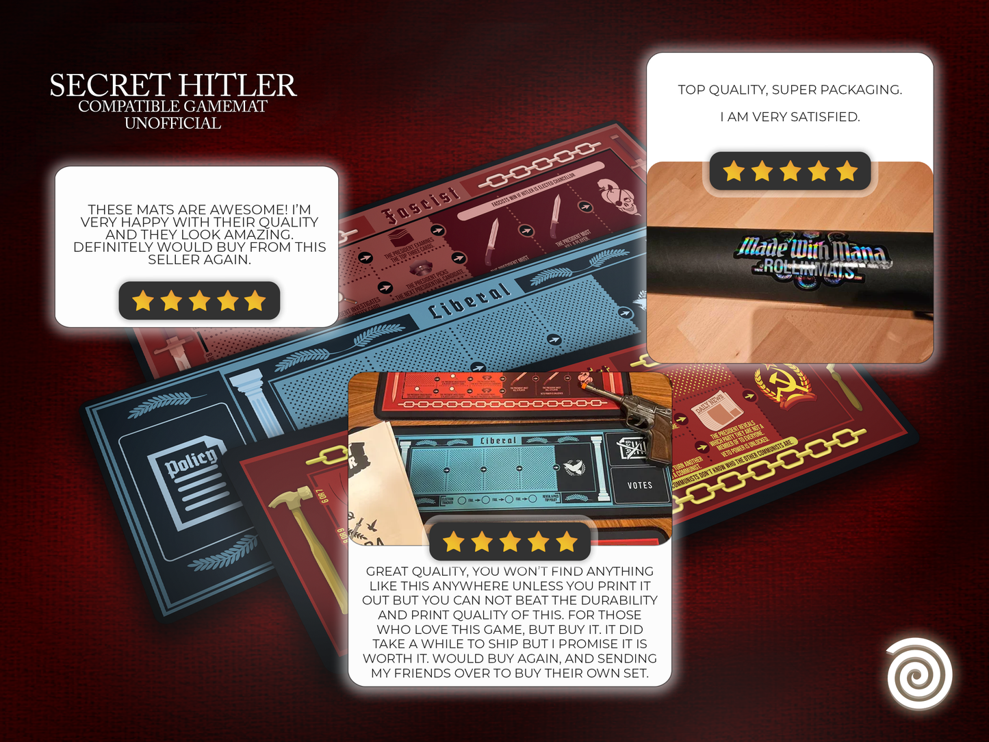SECRET HITLER compatible Playmats  Bundle