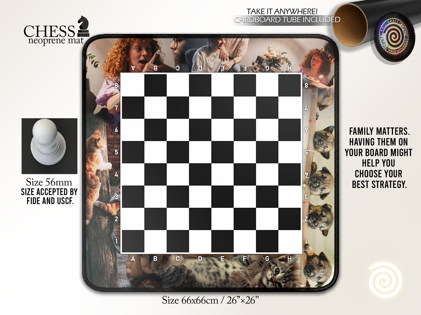 Chess Neoprene mat ( Stitched Edges) Premium Quality