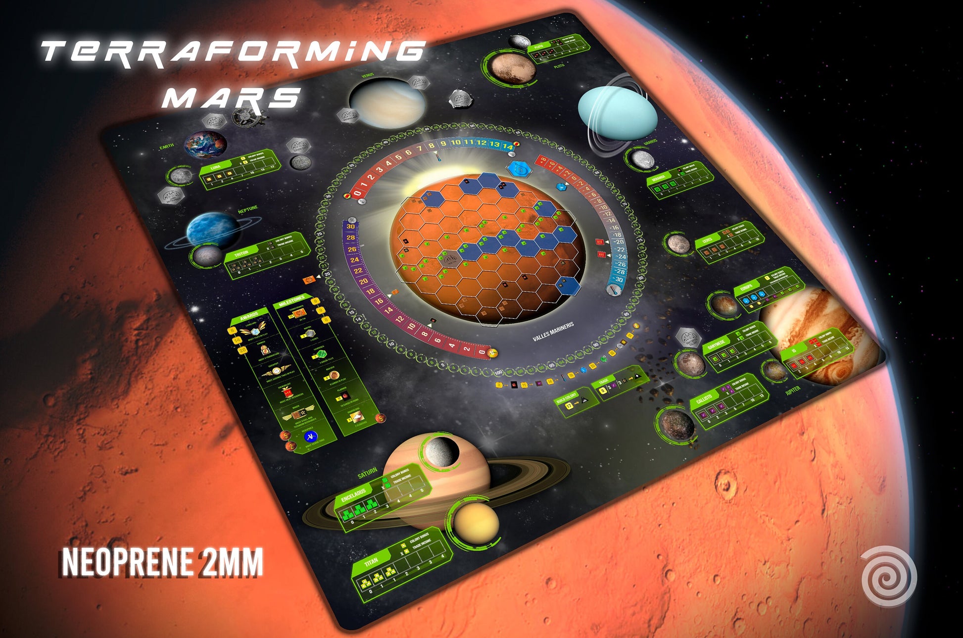 Tapete para Terraforming Mars Neoprene 2mm expansión colonias incluida. UNOFFICIAL PRODUCT