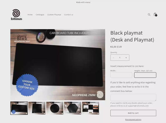 Solid Black Neoprene Desk Mat & Gaming Playmat