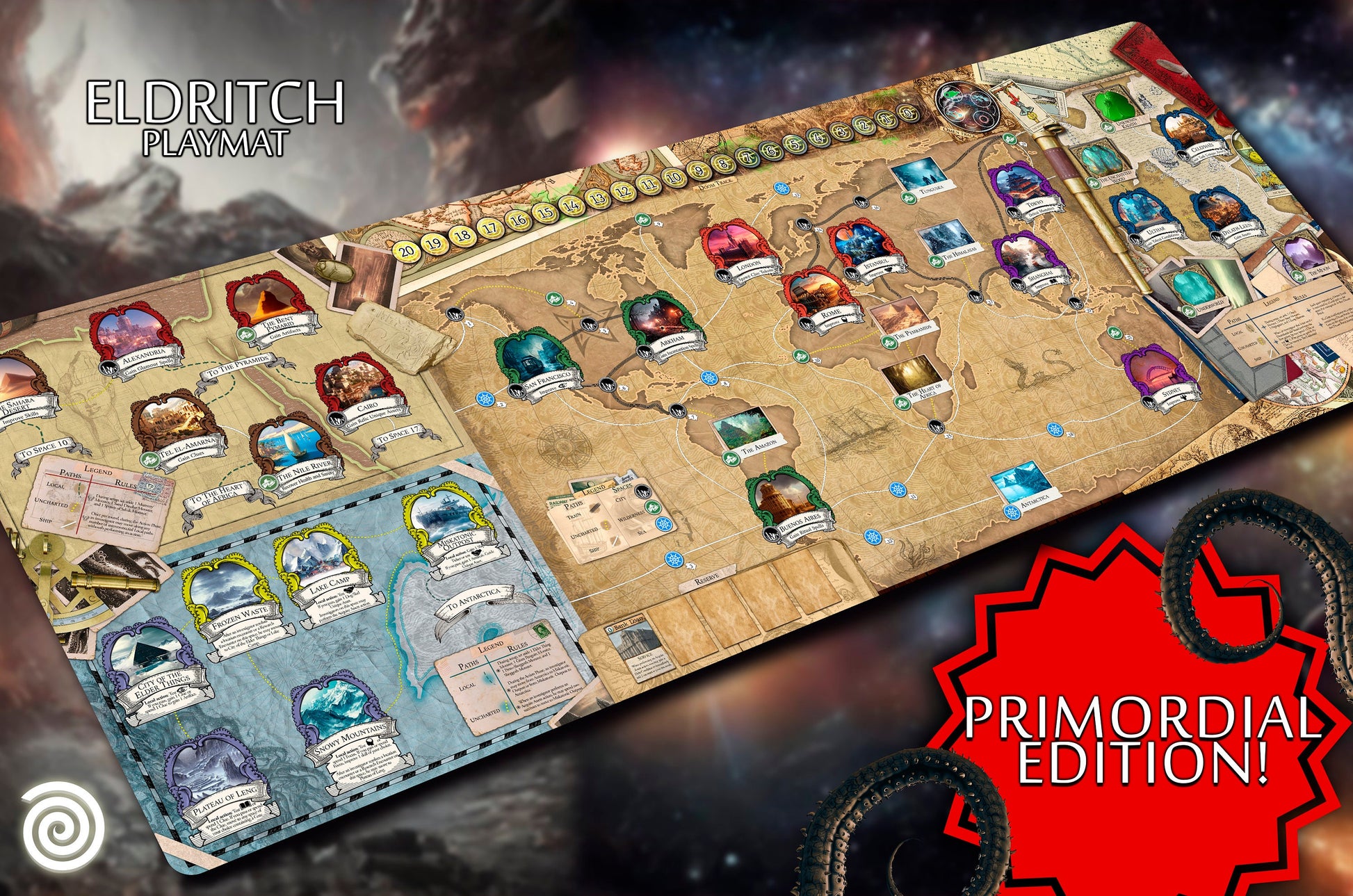 Eldritch Horror Primordial - Gamemat | Rollinmats Eldritch Horror Primordial - Gamemat | Rollinmats